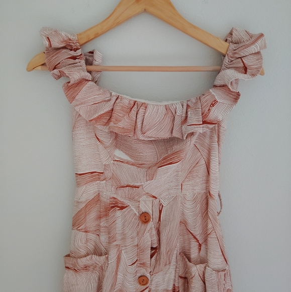 Indikah Ruffled Midi Dress in Peach Tones - Picture 4 of 7